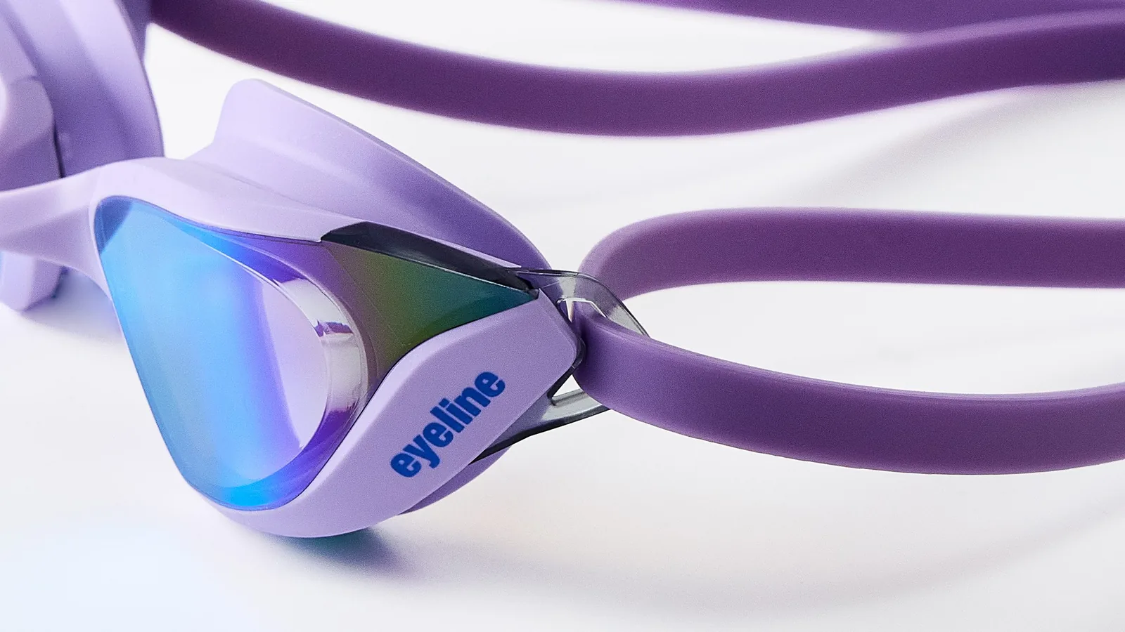 Eyeline Blade hybrid swim goggle lens close-up with Wide Vision