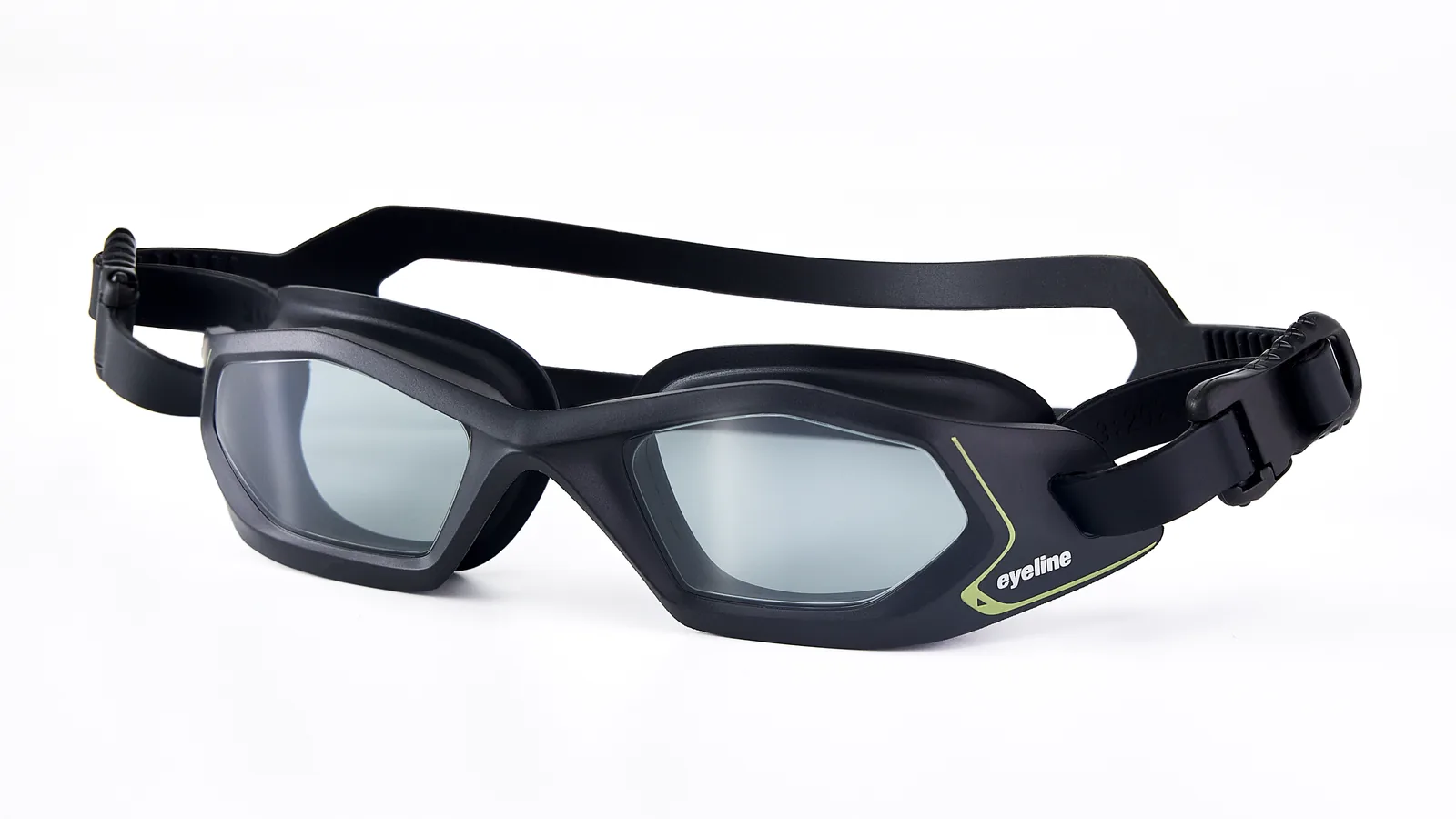 Eyeline Captain fitness swim goggle, 3/4 angle showing C-Profile 3D Gasket
