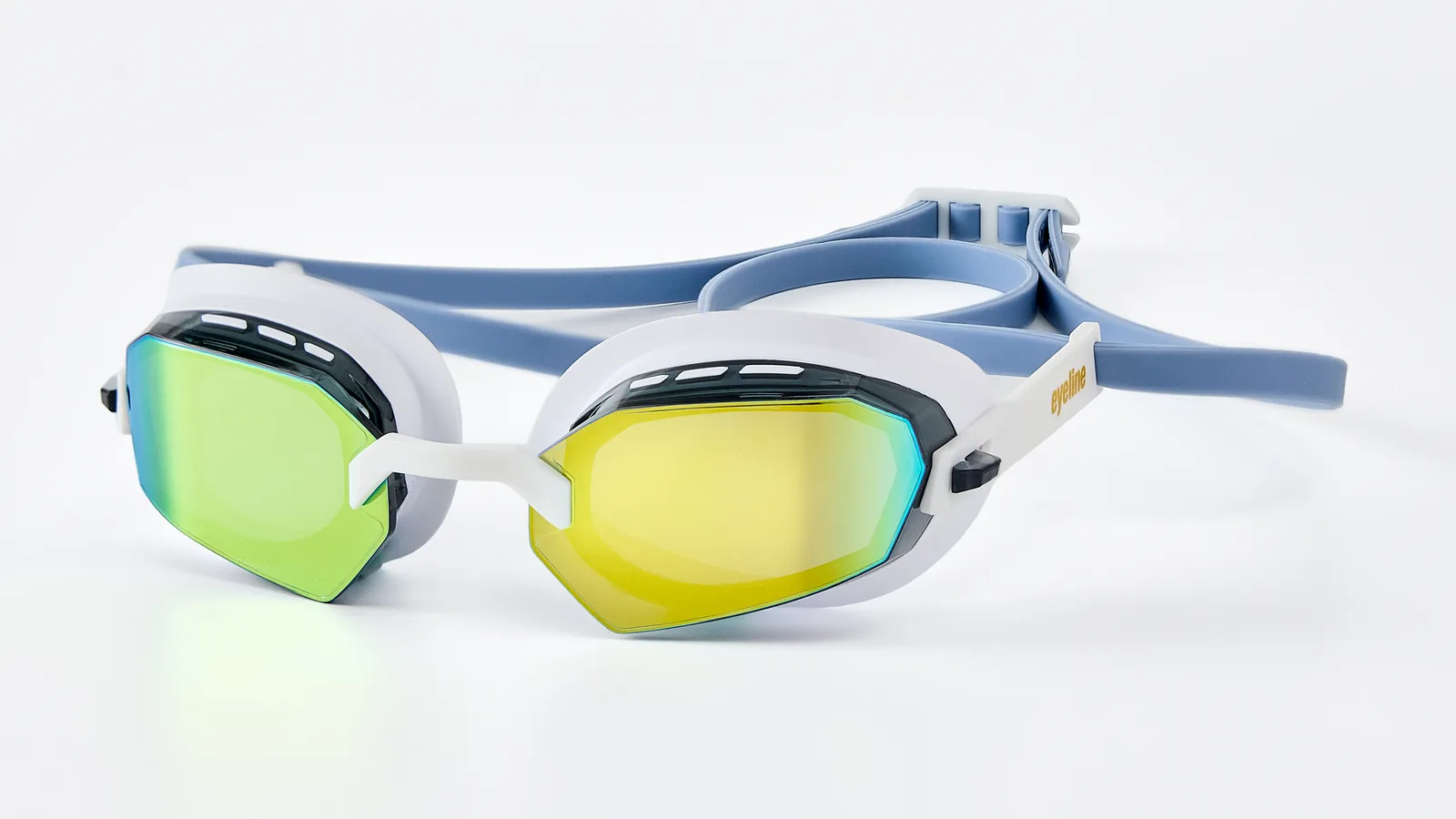 Eyeline Invicta competition swim goggle, 3/4 angle showing L-Profile 3D Gasket