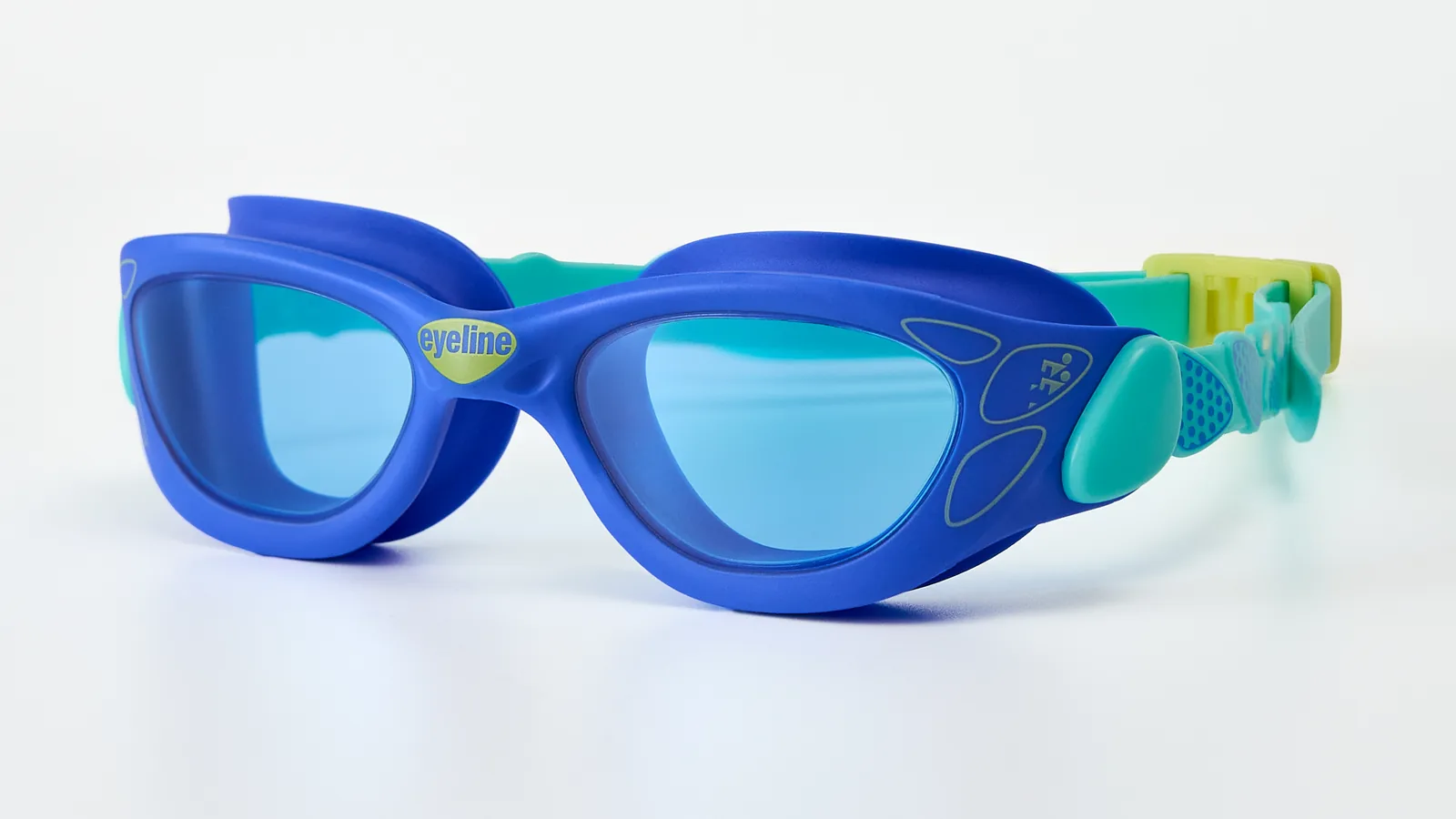 Eyeline Nano kids swim goggle, 3/4 angle showing C-Profile 3D Gasket