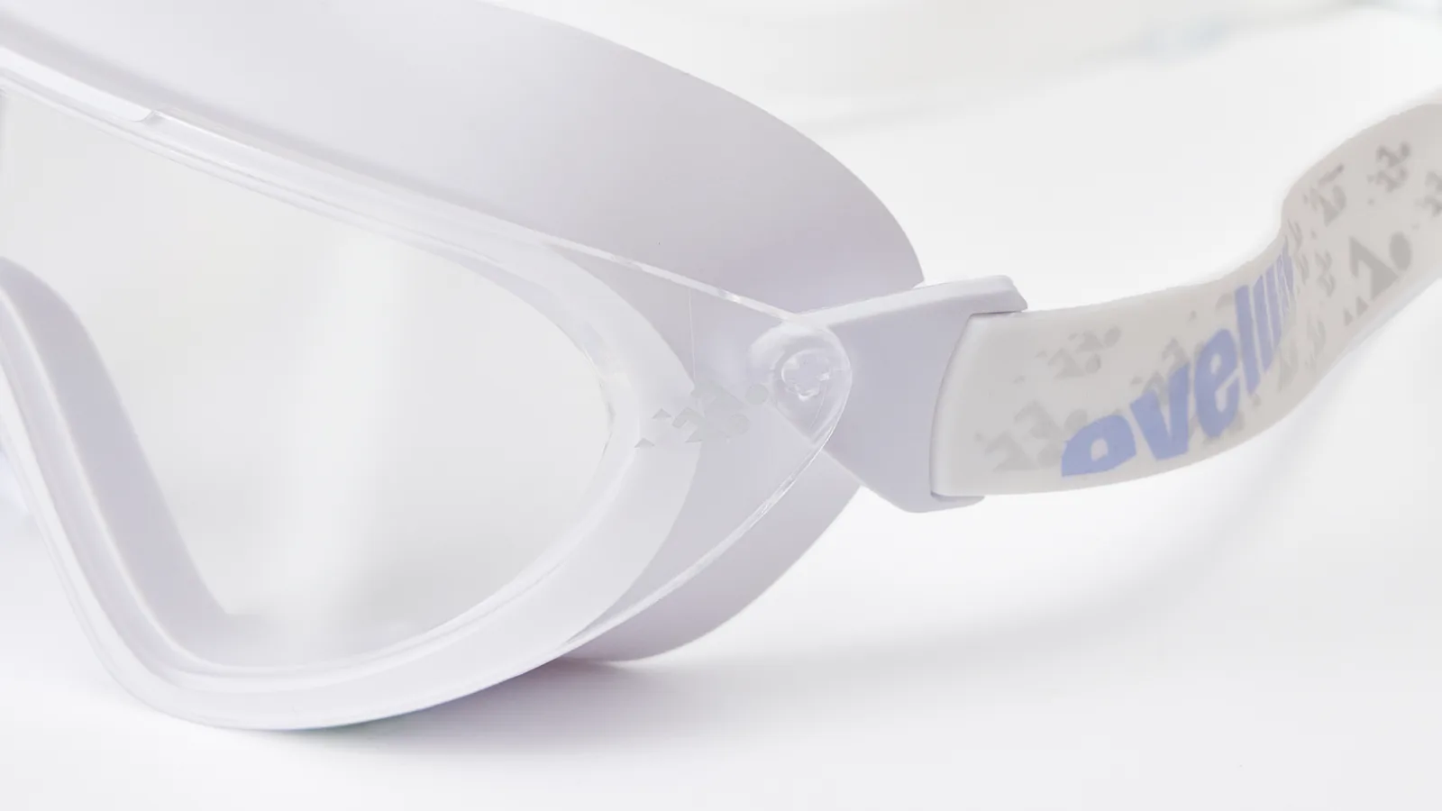 Eyeline Panora swim goggle lens close-up with Ultra Wide Vision