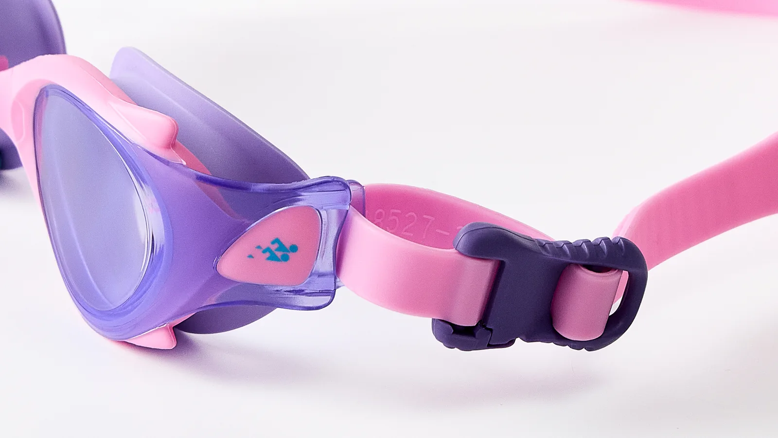 Eyeline Pico kids swim goggle lens close-up with Wide Vision