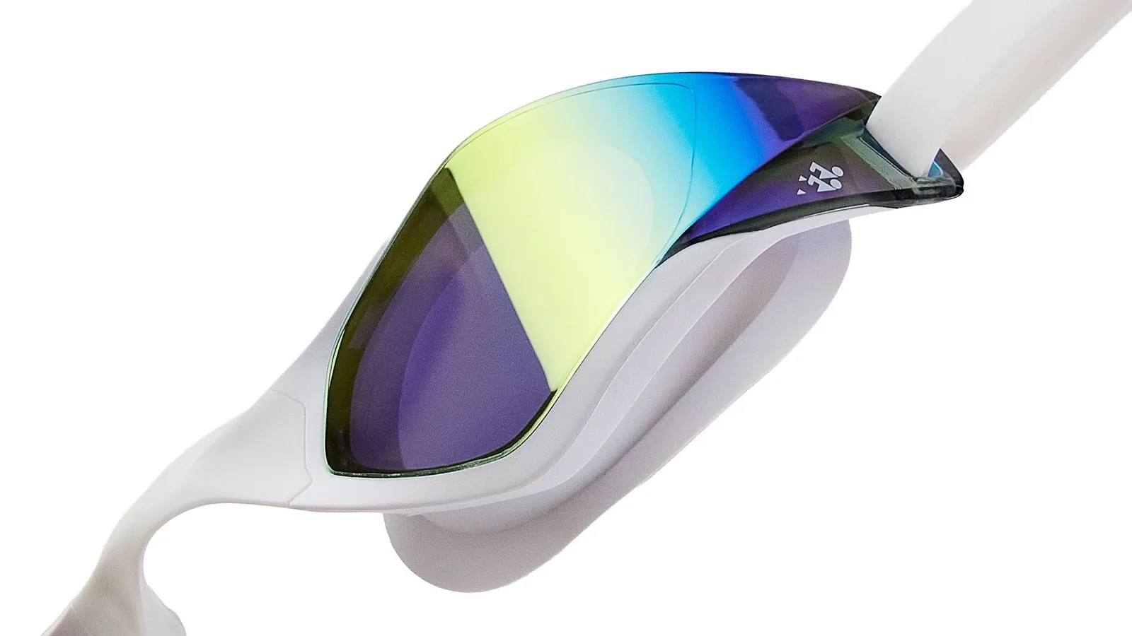 Eyeline Slash hybrid swim goggle, dangerously fast design, hero 3/4 lens close-up