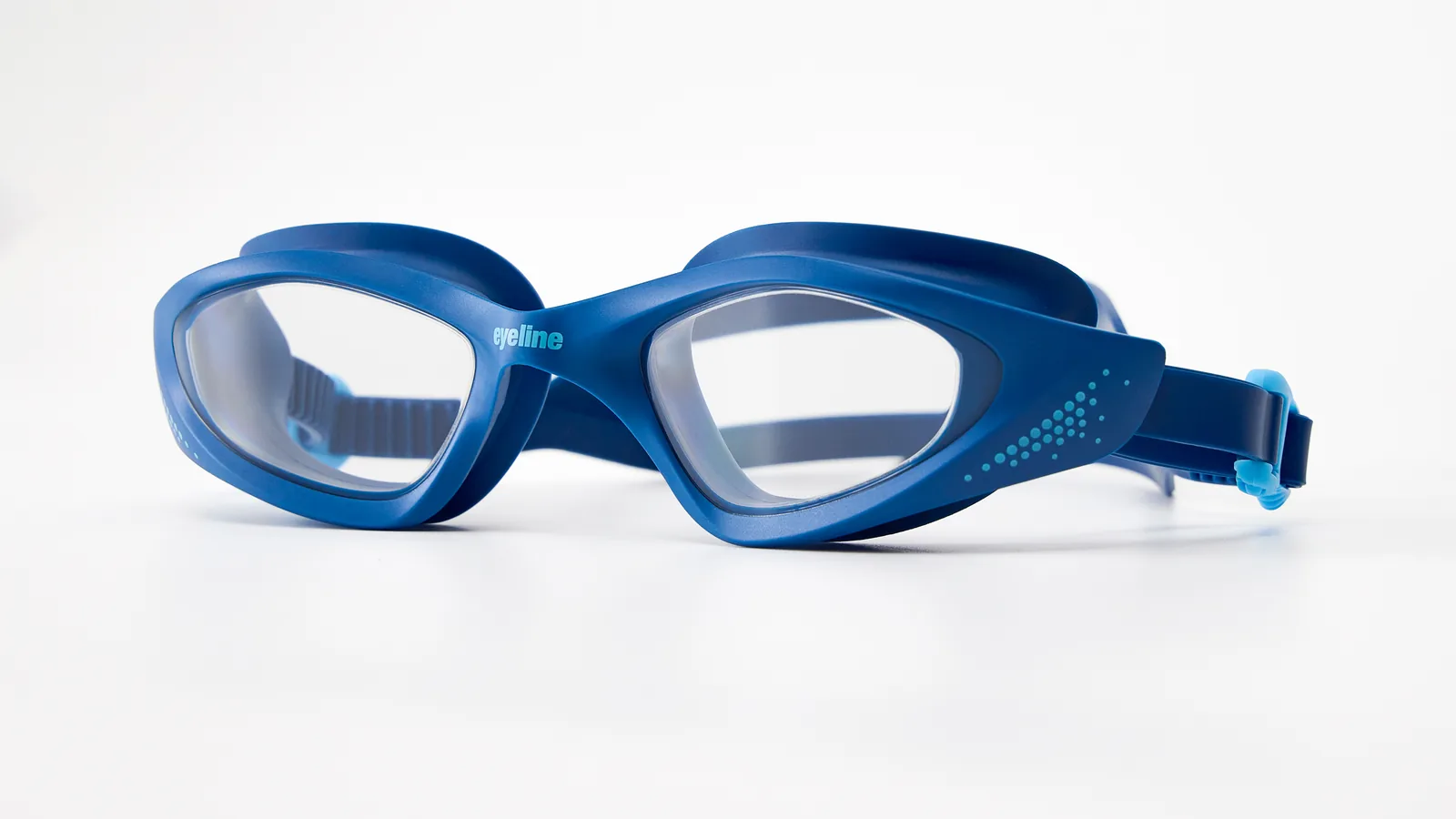 Eyeline Typhoon fitness swim goggle, 3/4 angle showing C-Profile 3D Gasket